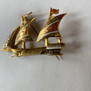 Vintage sailing ship brooch